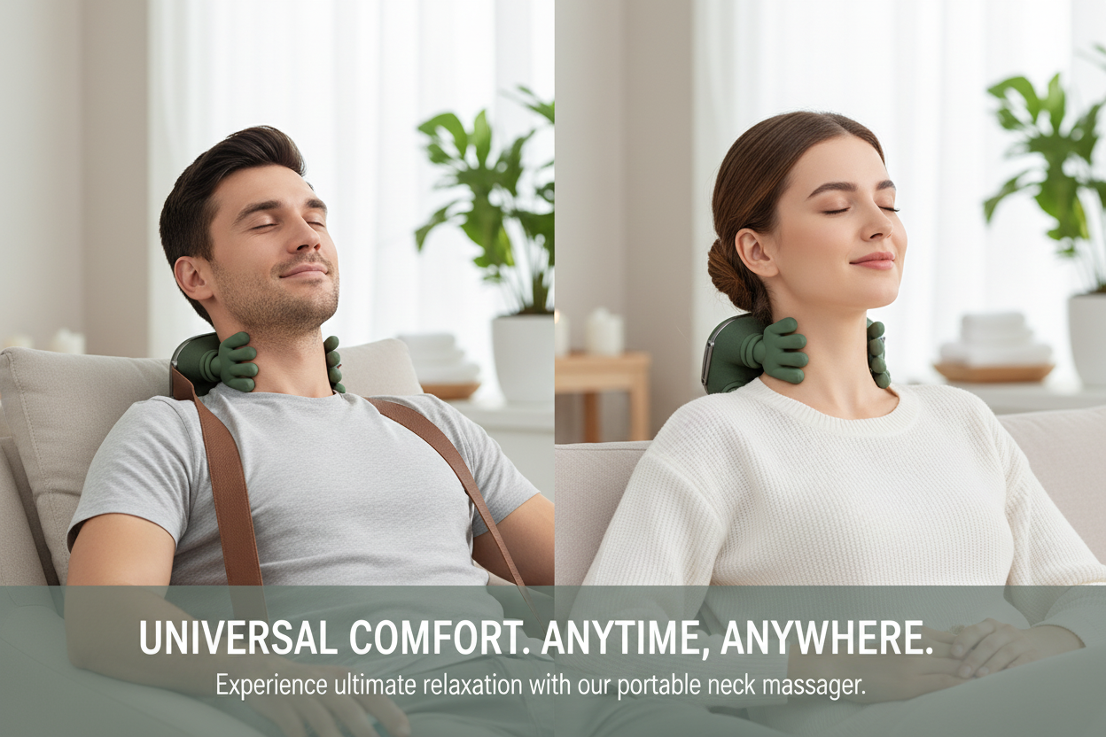 Neck massager banner with man and woman